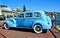 Old classical blue car near Douro river