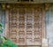 Old classical japanese carved wooden palace door, Asian architecture background