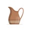 Old clay jug with handle. Rustic pottery