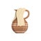 Old clay jug with handle and a towel. Rustic pottery. The washing of the feet