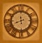 The old clock on the grunge background. Time stopped