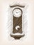 Old clock with pendulum hand drawn sketch vector