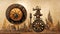 Old clock steampunk mechanism