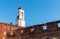 Old Clock Tower and destroyed cathedral in Vyborg