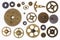 Old clockwork cogs and clock parts - Isolated