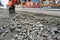 The old cobblestone pavement is being dismantled in the old town. Wetzlar, Germany. Pict. 1