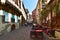 Old cobblestoned street in the historical centre. Colmar, France