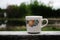 Old Coffee Mug Outdoor in the Wilderness Camping Cabin Rustic Nature