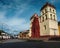 Old colonial church on a road in Huancavelica, Peru