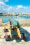 Old colonial spanish cannon aiming at the city of Havana