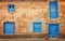 Old colored windows and doors, from typical village of Spain