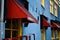 Old Colorful Houses Red Blue Yellow Italy Restaurant