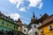 Old and colorful houses in Sighisoara citadel. Medieval architecture