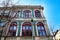 Old colorful tiled facades in Porto city