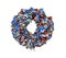 Old colorful wreath with fabric samples