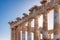 Old columns of the Parthenon temple in Acropolis in Athens, Greece