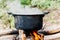 Old cooking pot stove using firewood.