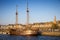 Old corsair ship in the port of Saint-Malo, Brittany, France