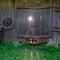 old countryside barn from wooden planks and concrete in rural area