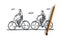 Old, couple, bicycle, happy, sport concept. Hand drawn isolated vector.