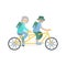 Old couple cycling.