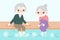 Old couple with foot bath