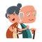 Old couple hugging illustration cartoon character