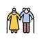 Old couple icon. Simple color with outline vector elements of nursing home icons for ui and ux, website or mobile application