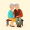 Old couple illustration. Grandfather and grandmother cute characters.