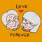 Old couple lover love forever cartoon illustration
