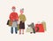 Old couple at store wuth shopping bags vector illustration