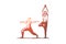 Old, couple, yoga, fitness, exercise concept. Hand drawn isolated vector.
