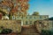 Old courtyard in Clisson city in the vineyard near Nantes city, Bretagne, France. Italian-style typical architecture, reminiscent