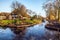 Old cozy house with thatched roof in Giethoorn, Netherlands