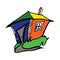 Old cozy rural house. Vector is isolated on a white background. Village, suburb. Fairytale cute cartoon home. Flat