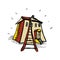 Old cozy rural house. Vector is isolated on a white background. Village, suburb. Fairytale cute cartoon home. Flat