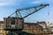 Old cranes, docks, warehouses and industrial buildings at the Be