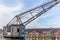 Old cranes, docks, warehouses and industrial buildings at the Be