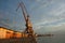 Old cranes in the historical part of the port of the city of Porto Alegre