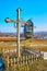 The old cross and wooden windmill, Pyrohiv Skansen, Kyiv, Ukraine