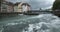 Old dam Nadelwehr in the center of the old town of Lucerne on the Reuss river, Switzerland