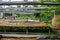 Old damaged plant table in a abandoned greenhouse