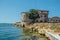 Old damaged by war fort in the Black Sea coast. Coastal Michael`s fortress in Sevastopol, Crimea