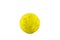 old damaged yellow futsal ball on white background football object isolated