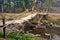 Old and Dangerous Tribal Bamboo Bridge Cross Over the River