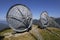 Old data transmission dishes in an abandoned base