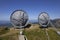 Old data transmission dishes in an abandoned base