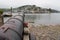 Old defense cannon and view of River Dart and Kingswear