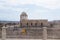 The old destroyed building stands on a minefield on the Baptismal Site of Jesus Christ - Qasr el Yahud in Israel