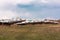 Old destroyed Soviet abandoned military airplanes in the field in Ukraine